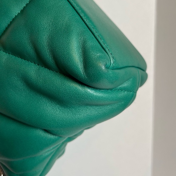 Saint Laurent Lambskin Quilted Small Loulou Puffer Chain Satchel Green Field - Picture 15 of 16